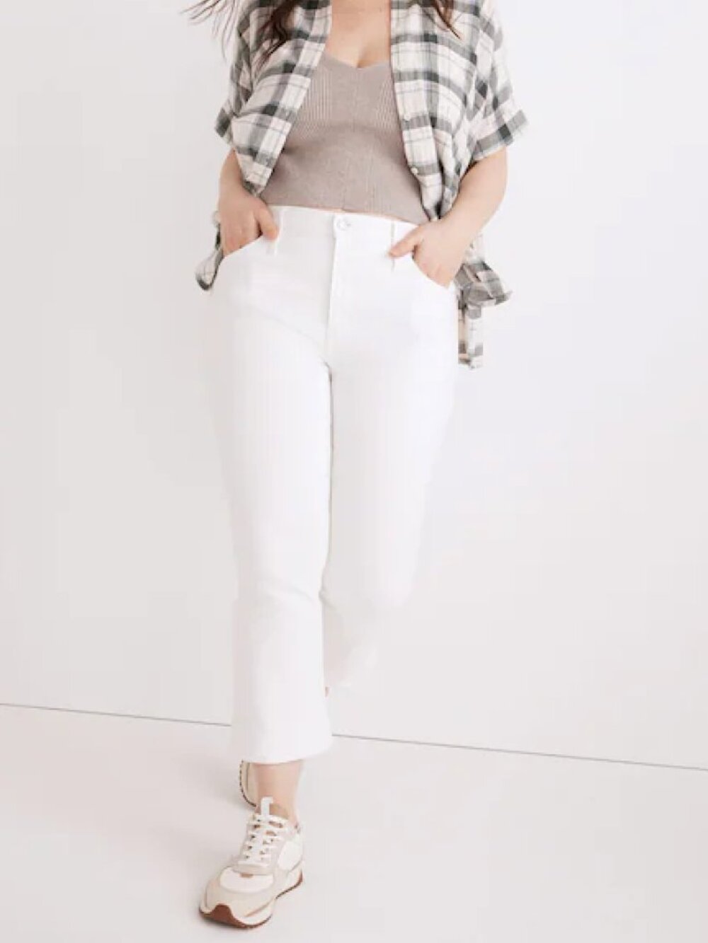 Madewell Cali Demi-Boot Jeans in Pure White | Raw-Hem Edition | Style H7238